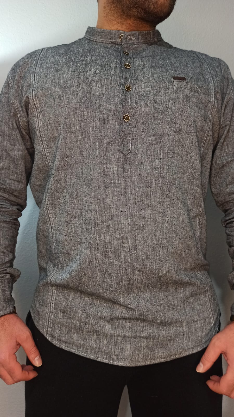 Keten Yıkama Hakim Yaka Gömlek