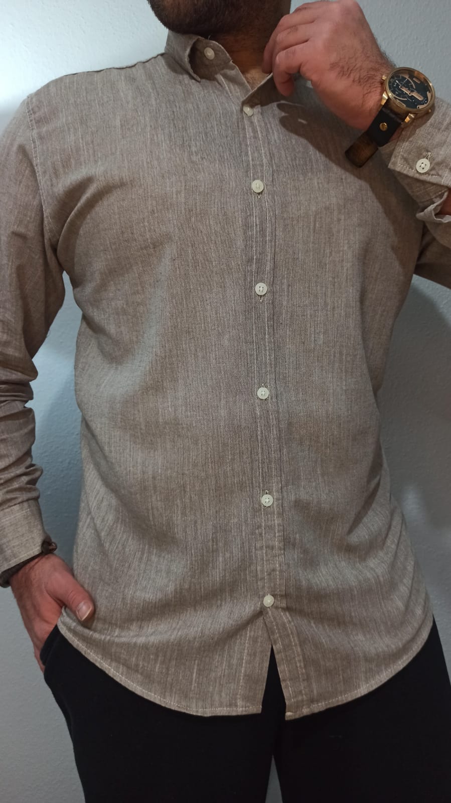 Keten Normal Yaka Gömlek